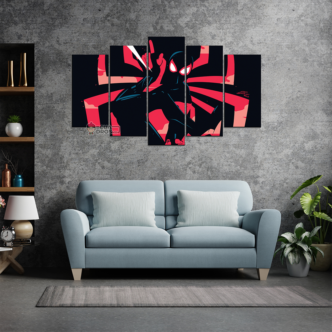 Cuadro Decorativo Spiderman Fondo Negro Digital Art Marvel 100x60cm 5pzs Cuadros MX