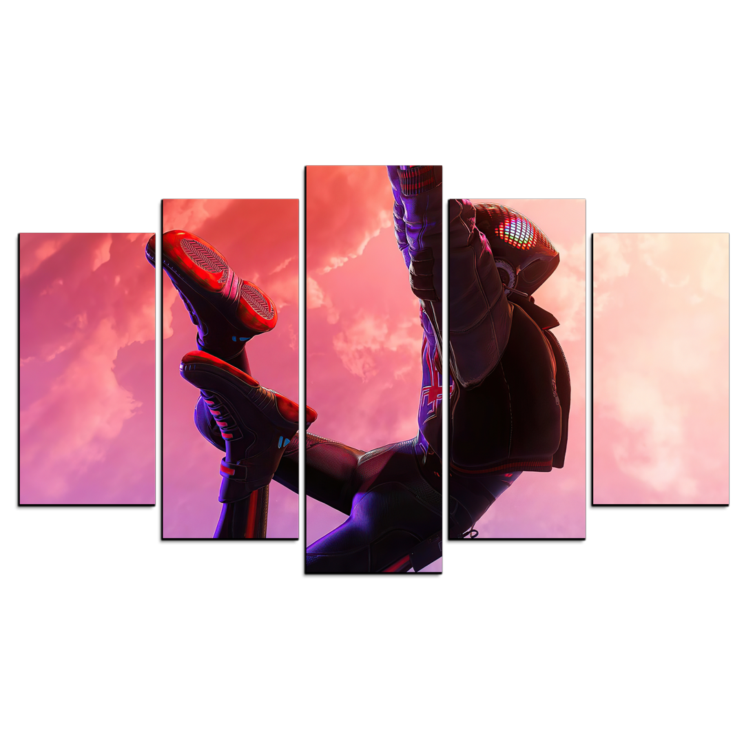 Cuadro Decorativo Spiderman Miles Morales Balanceandose Marvel 100x60cm 5pzs Cuadros MX