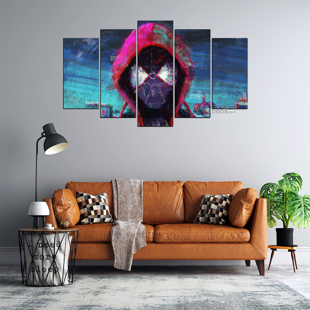 Cuadro Decorativo Spiderman Miles Morales Fan Art Marvel 100x60cm 5pzs Cuadros MX