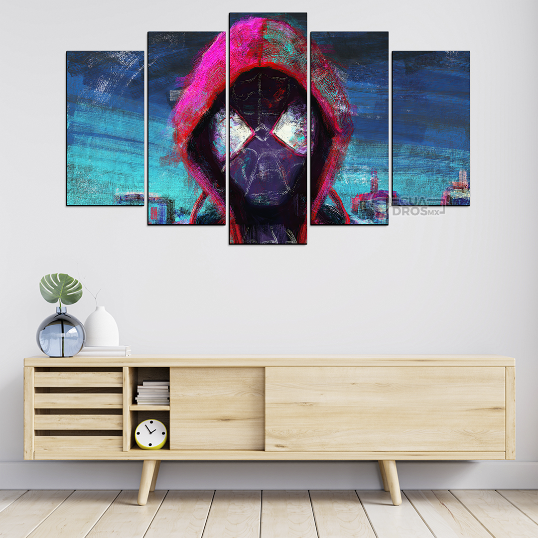 Cuadro Decorativo Spiderman Miles Morales Fan Art Marvel 100x60cm 5pzs Cuadros MX