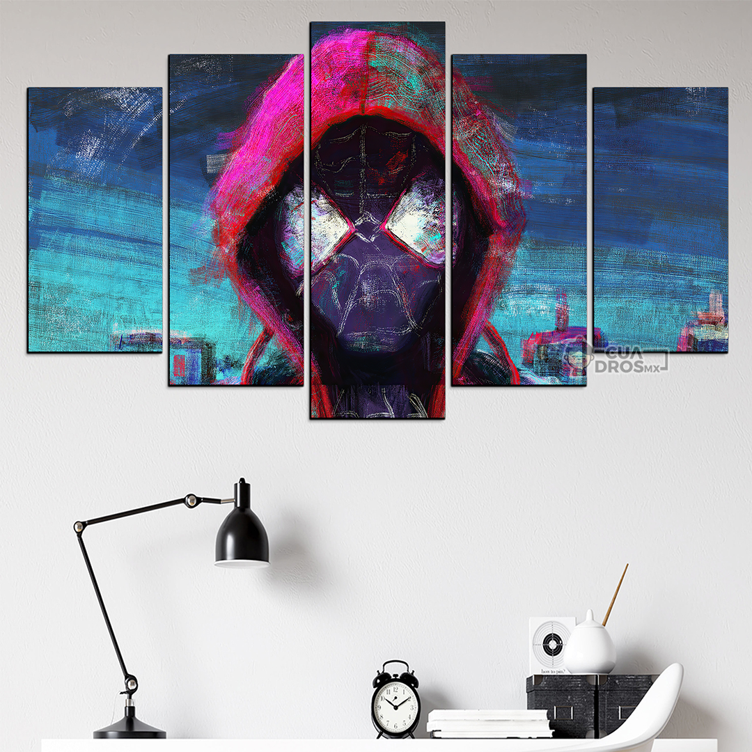 Cuadro Decorativo Spiderman Miles Morales Fan Art Marvel 100x60cm 5pzs Cuadros MX