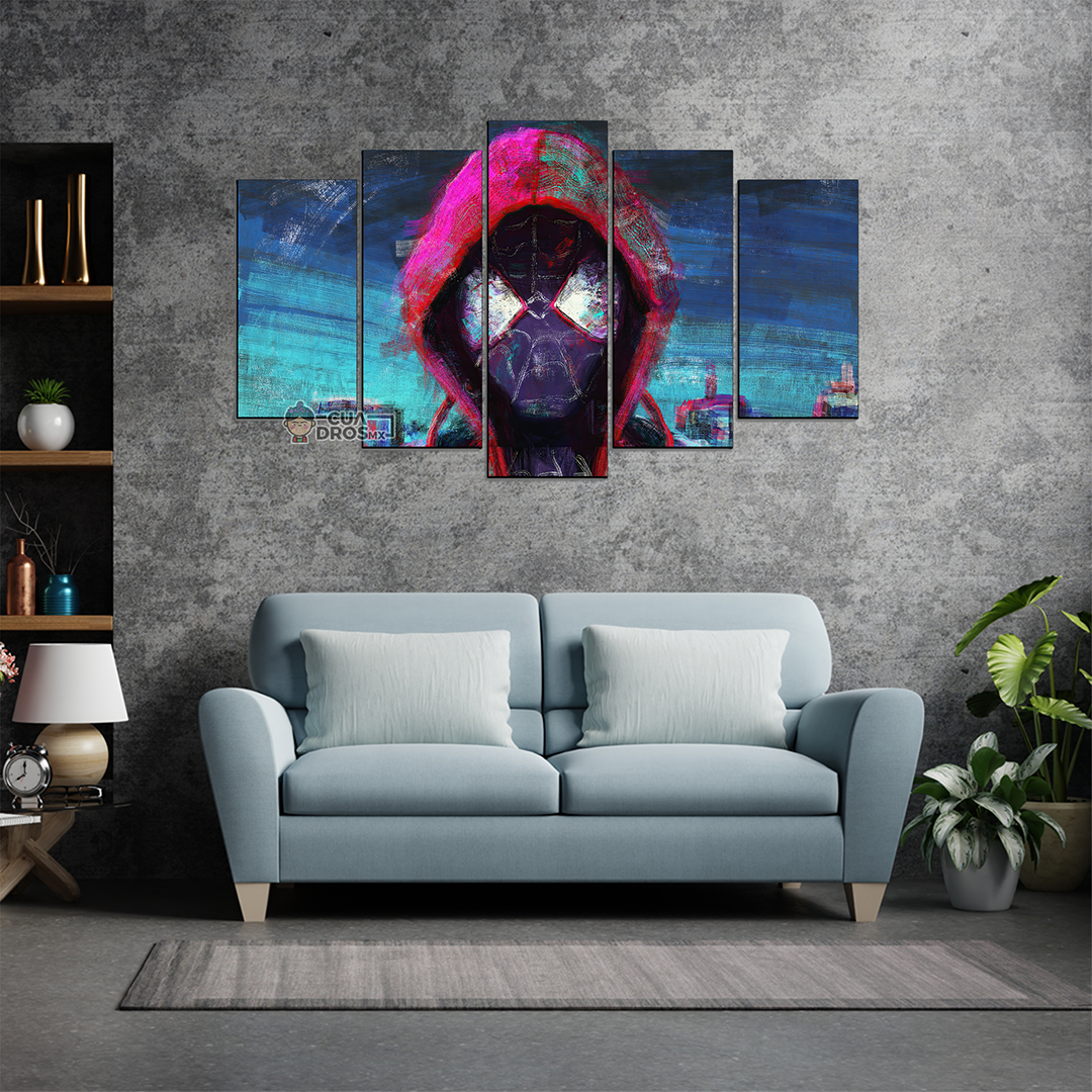 Cuadro Decorativo Spiderman Miles Morales Fan Art Marvel 100x60cm 5pzs Cuadros MX