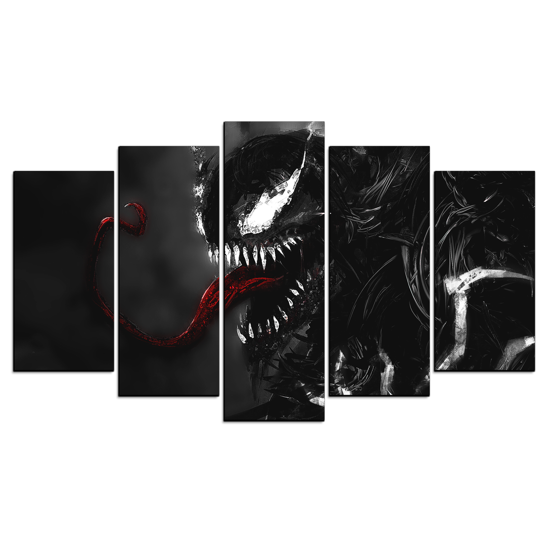 Cuadro Decorativo Venom Fondo Negro/Gris Digital Art Marvel 100x60cm 5pzs Cuadros MX