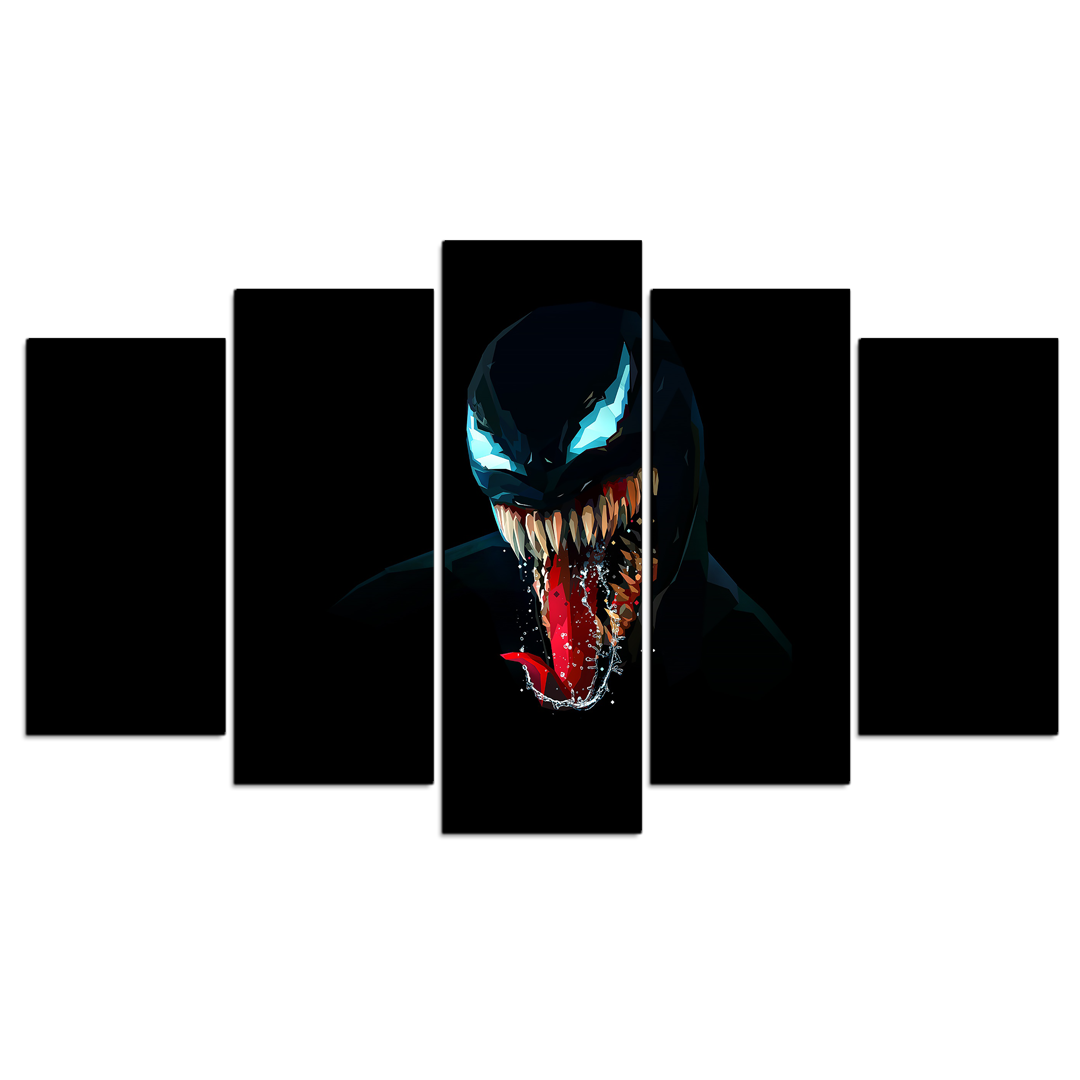 Cuadro Decorativo Venom Fondo Negro Digital Art Marvel 100x60cm 5pzs Cuadros MX