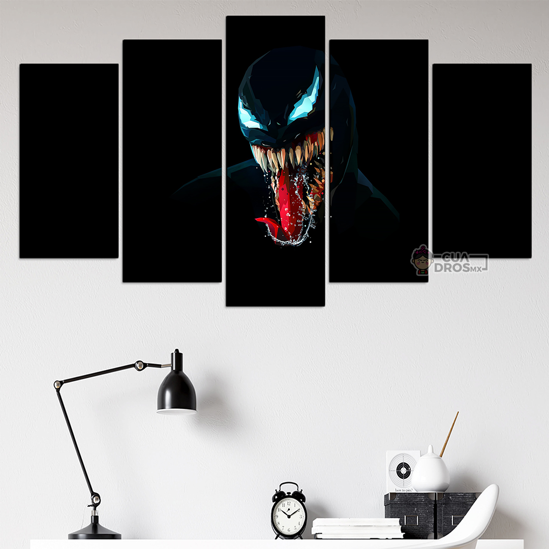 Cuadro Decorativo Venom Fondo Negro Digital Art Marvel 100x60cm 5pzs Cuadros MX