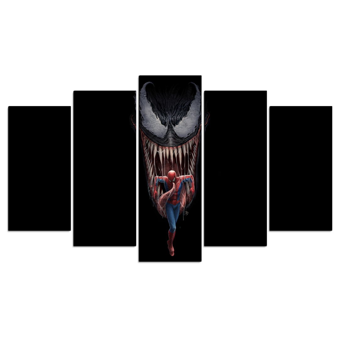 Cuadro Decorativo Venom Spiderman Digital Art Marvel 100x60cm 5pzs Cuadros MX