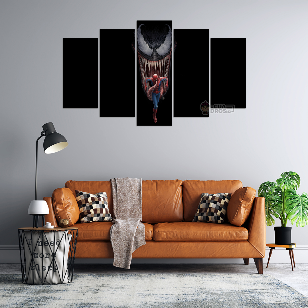 Cuadro Decorativo Venom Spiderman Digital Art Marvel 100x60cm 5pzs Cuadros MX