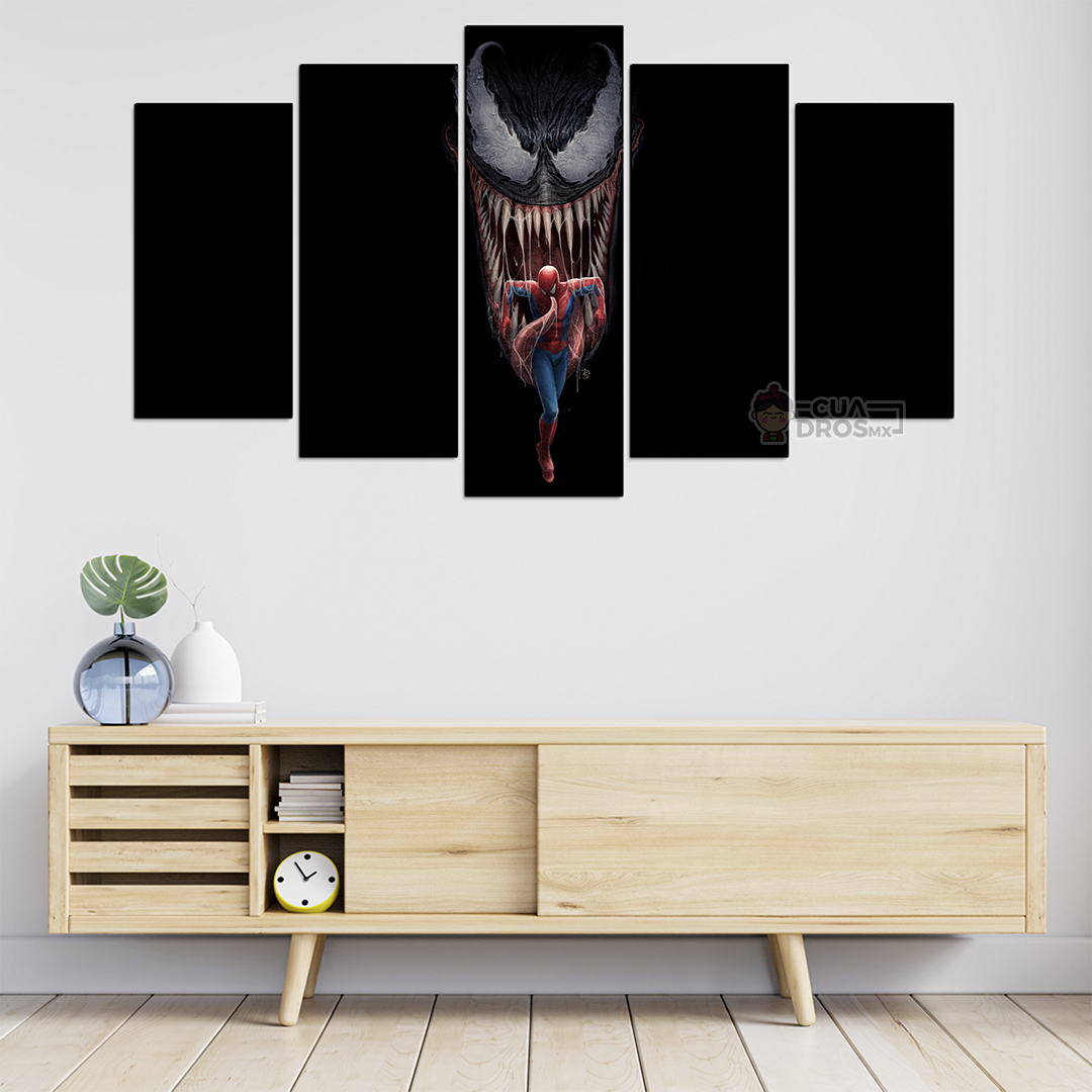 Cuadro Decorativo Venom Spiderman Digital Art Marvel 100x60cm 5pzs Cuadros MX