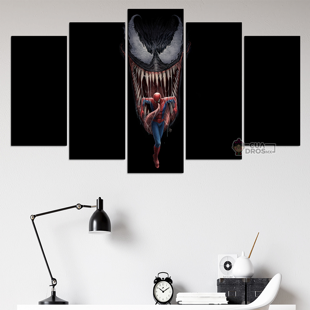 Cuadro Decorativo Venom Spiderman Digital Art Marvel 100x60cm 5pzs Cuadros MX