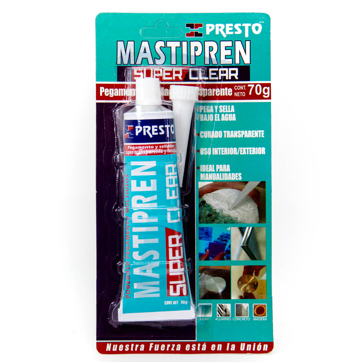PEGAMENTO VIDRIO MASTIPREN PRESTO SUPERCLEAR CARTUCHO 70G