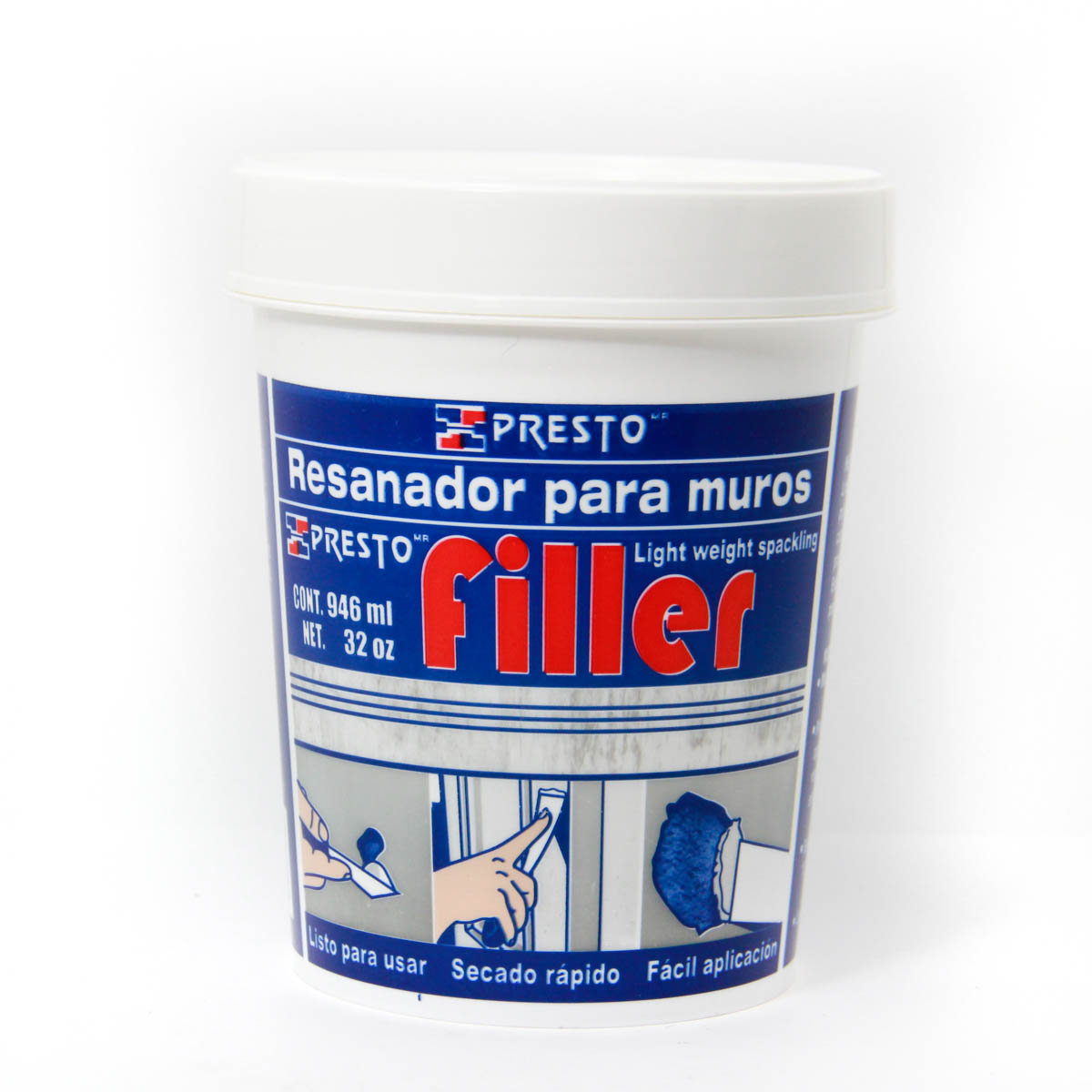 Resanador para muro grieta Blanco presto filler Tarro 946ml