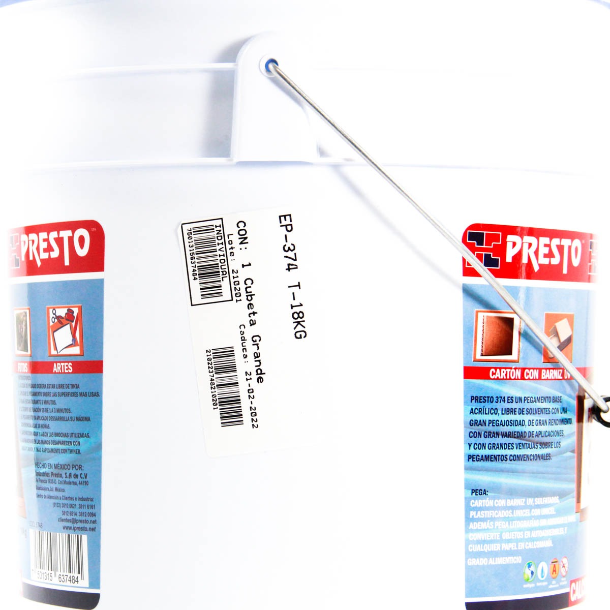 Pegamento para calcomania líquida Cartón presto cubeta 4 kg