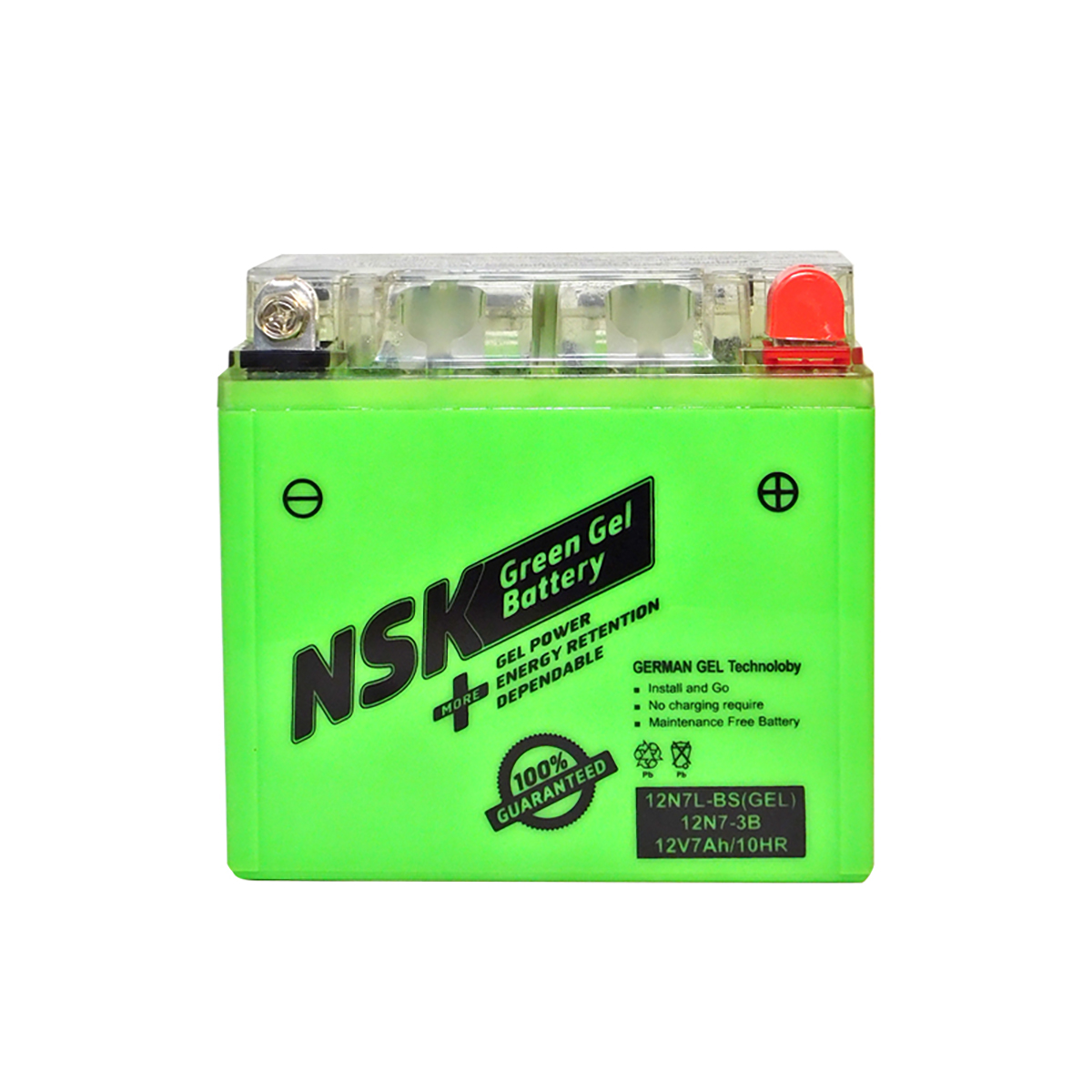 Bateria Moto NSK Green GEL 12N7L-BS / 12N7-3B 136x72x123.
