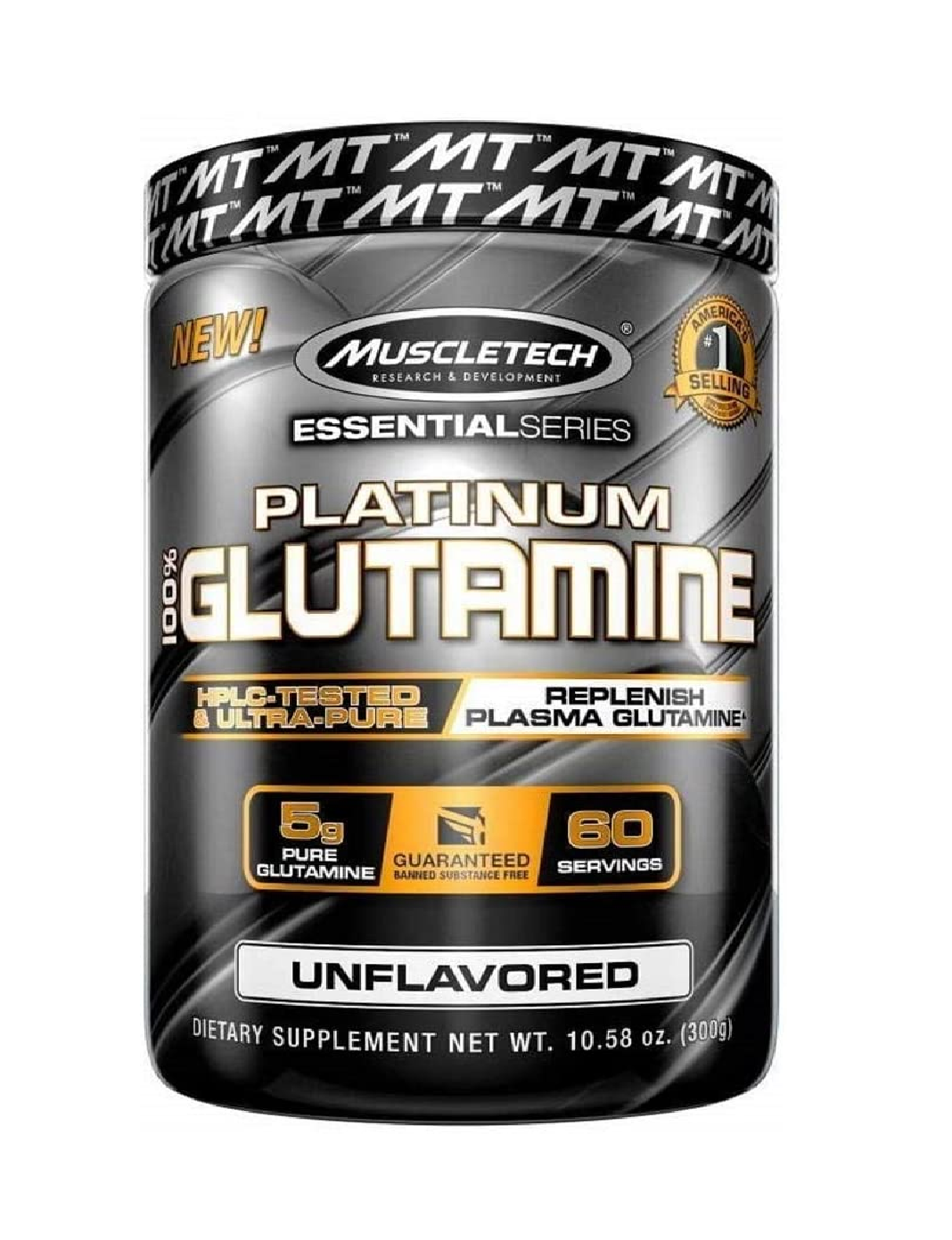 Muscletech glutamina en polvo sin sabor 60 servicios 10.58 Onzas