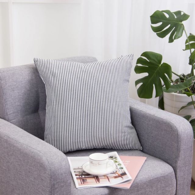 Juego 2 Fundas para Cojines Decorativos, Algodón, formas cuadrada y rectangular, Diseño en Rayas Líneas