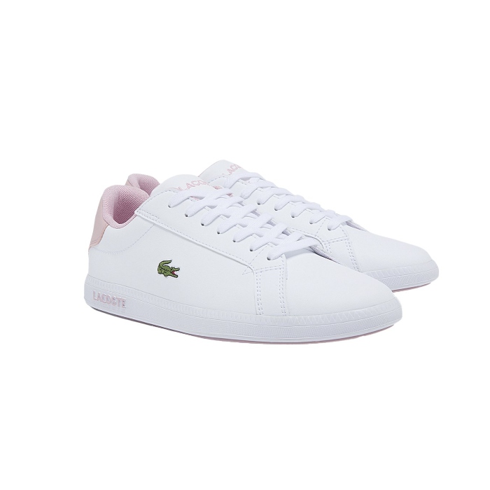 TENIS CASUAL LACOSTE GRADUATE BLANCO-ROSA/NIÑAS 41SUC0006