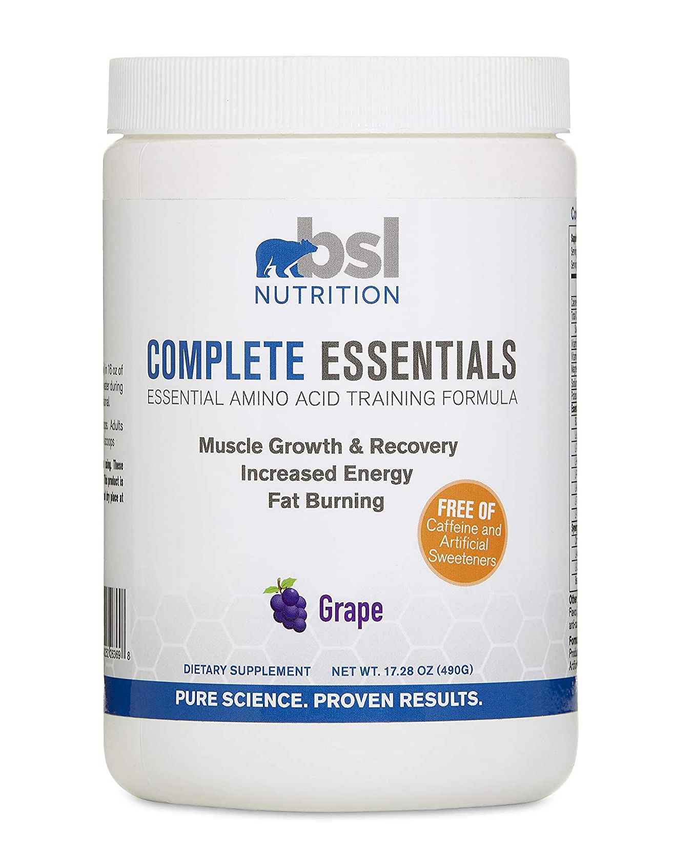 BSL Nutrition afeína libre pre-entrenamiento, suplemento de aminoácidos 28 porciones 1.24 Libras