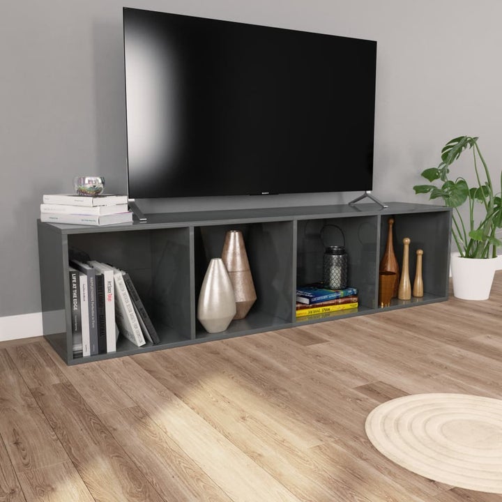 Mueble De Tv Y Librero 2 En 1 Gris oscuro