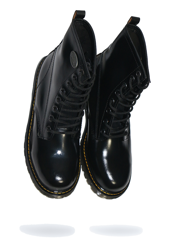 Botas Militar Piel Joven Chopper Negras Clasicas Hombre Mujer Chavo Chava Moda