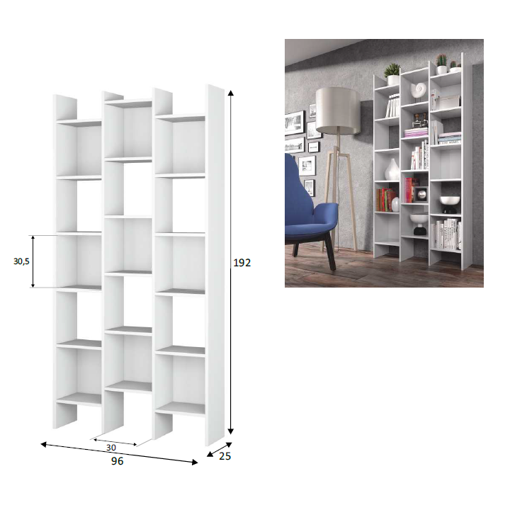Librero Alto ID Design blanco con 15 espacios