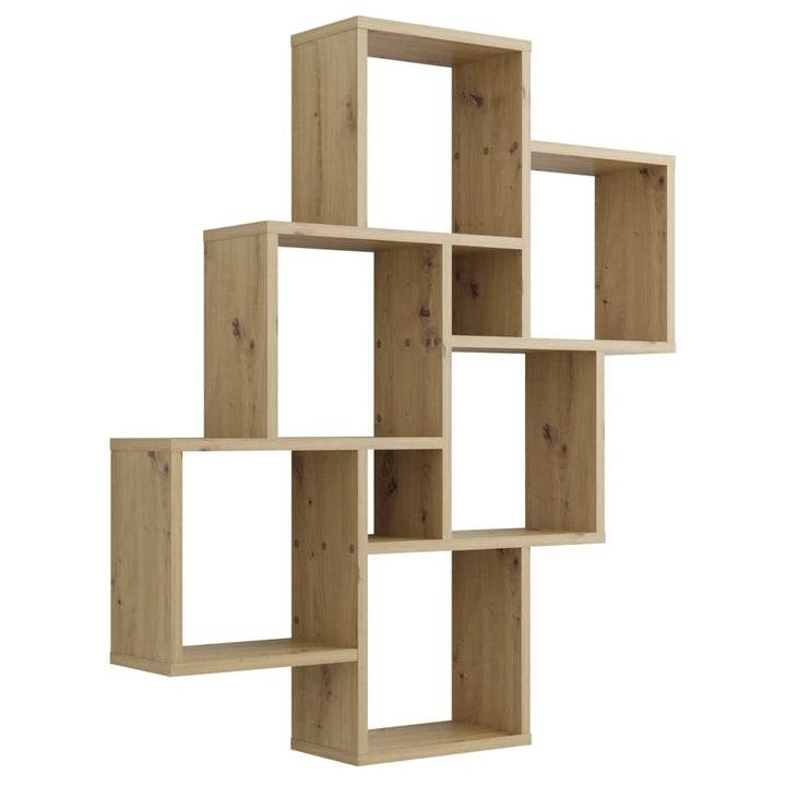 Repisa Flotante Minimalista 6 Cubos Roble Artesanal