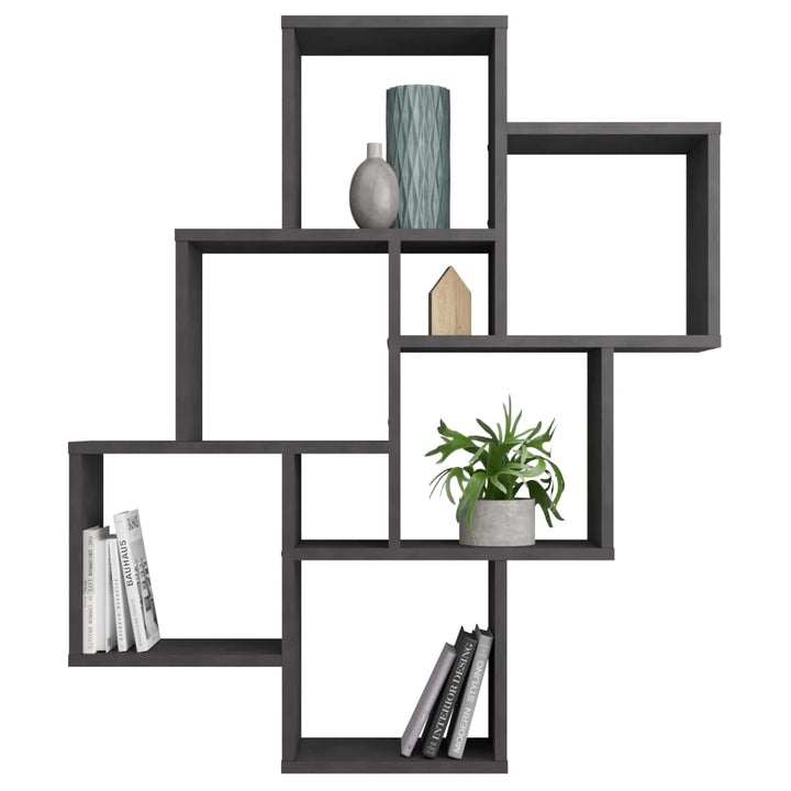 Repisa Flotante Minimalista 6 Cubos Gris Oscuro