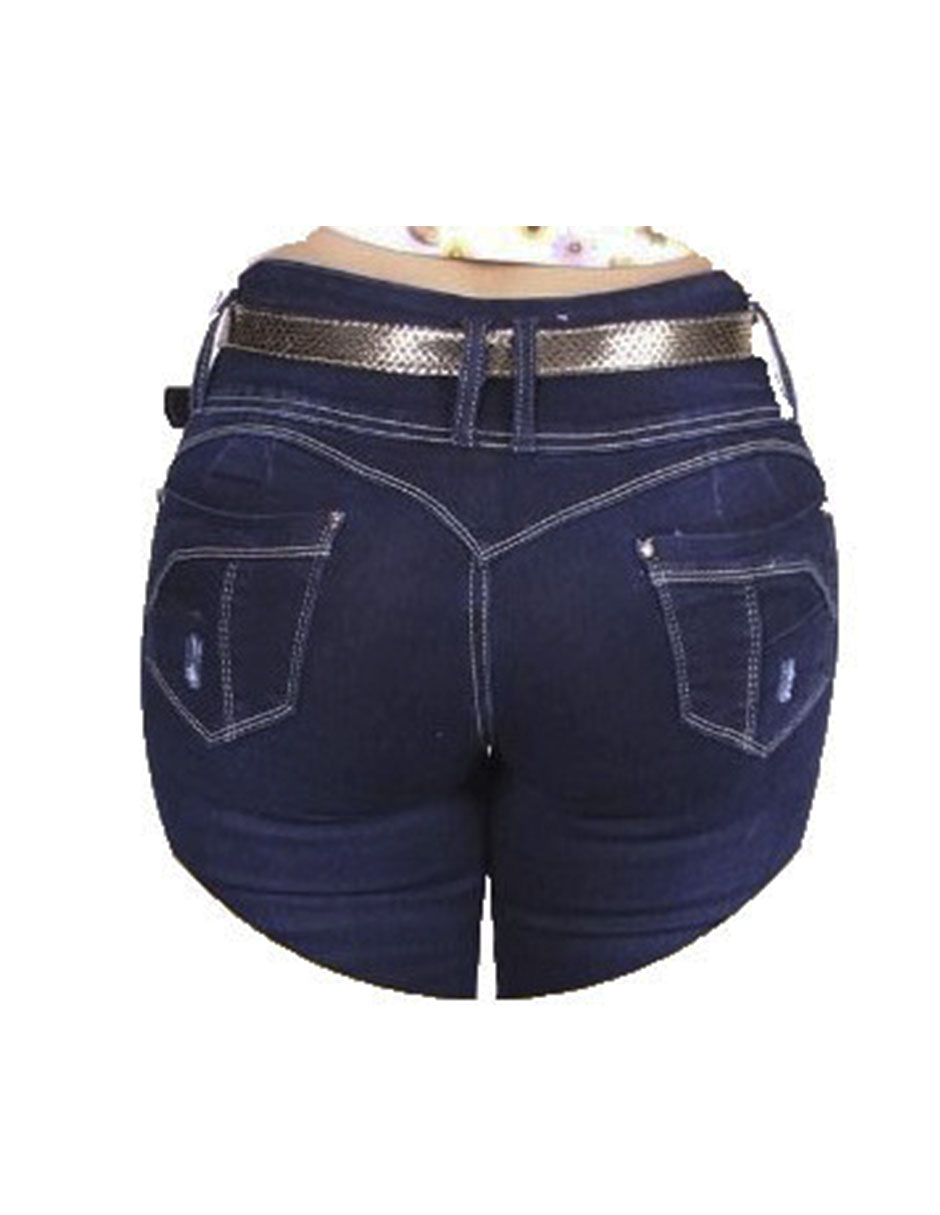 Jeans rasgados rotos pantalón mezclilla colombianos destrucción skinny stretch Bombón azul