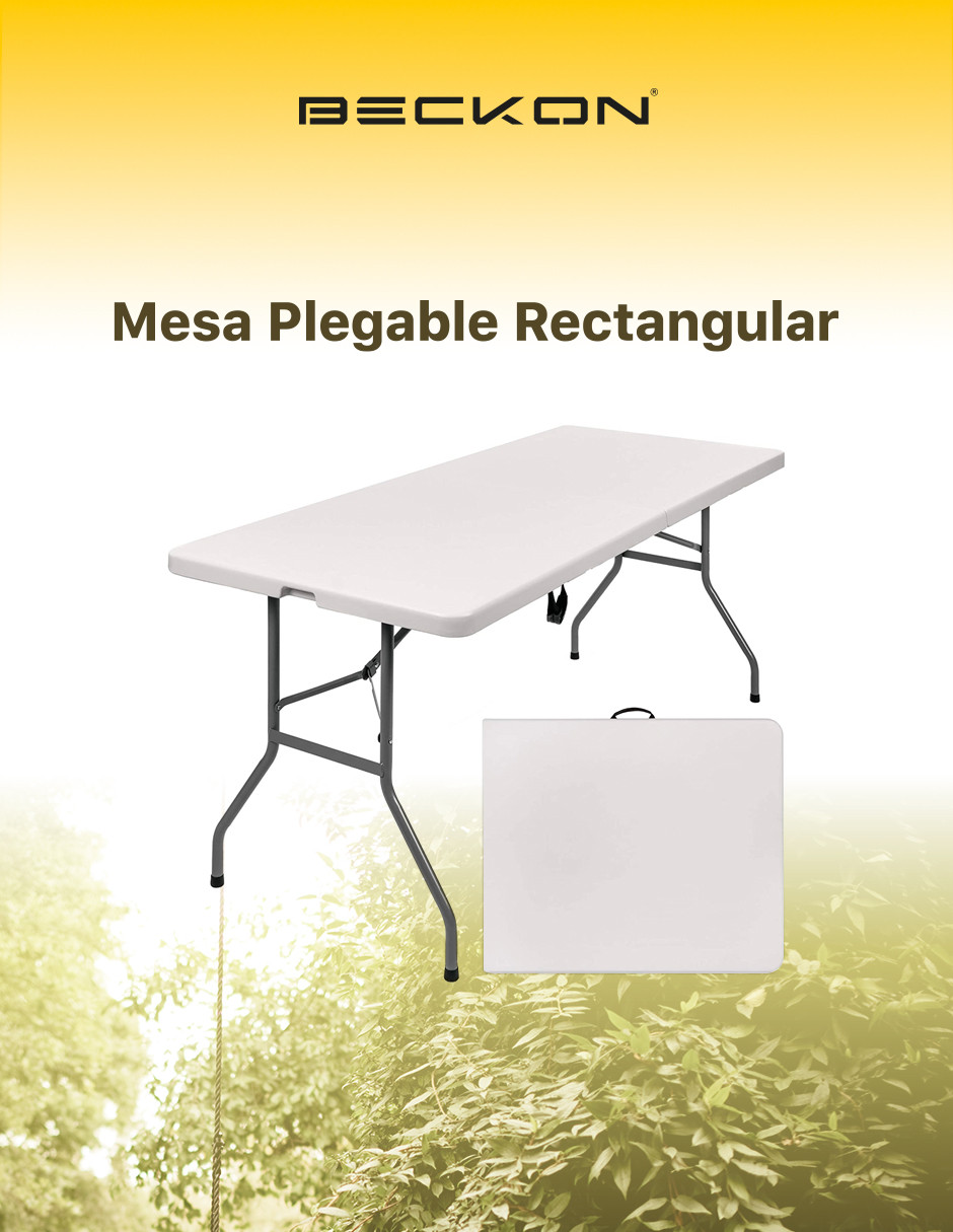 Mesa plegable Polietileno 1.8M tipo portafolio heavy duty Beckon