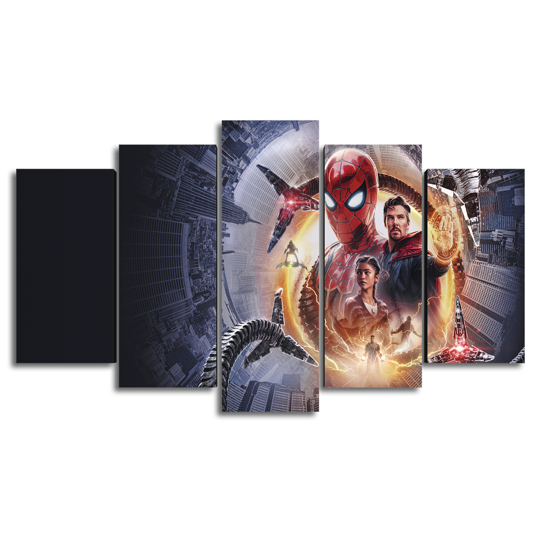 Cuadro Decorativo Spiderman NWH Personajes Fondo Negro Marvel 100x60cm 5pzs Cuadros MX