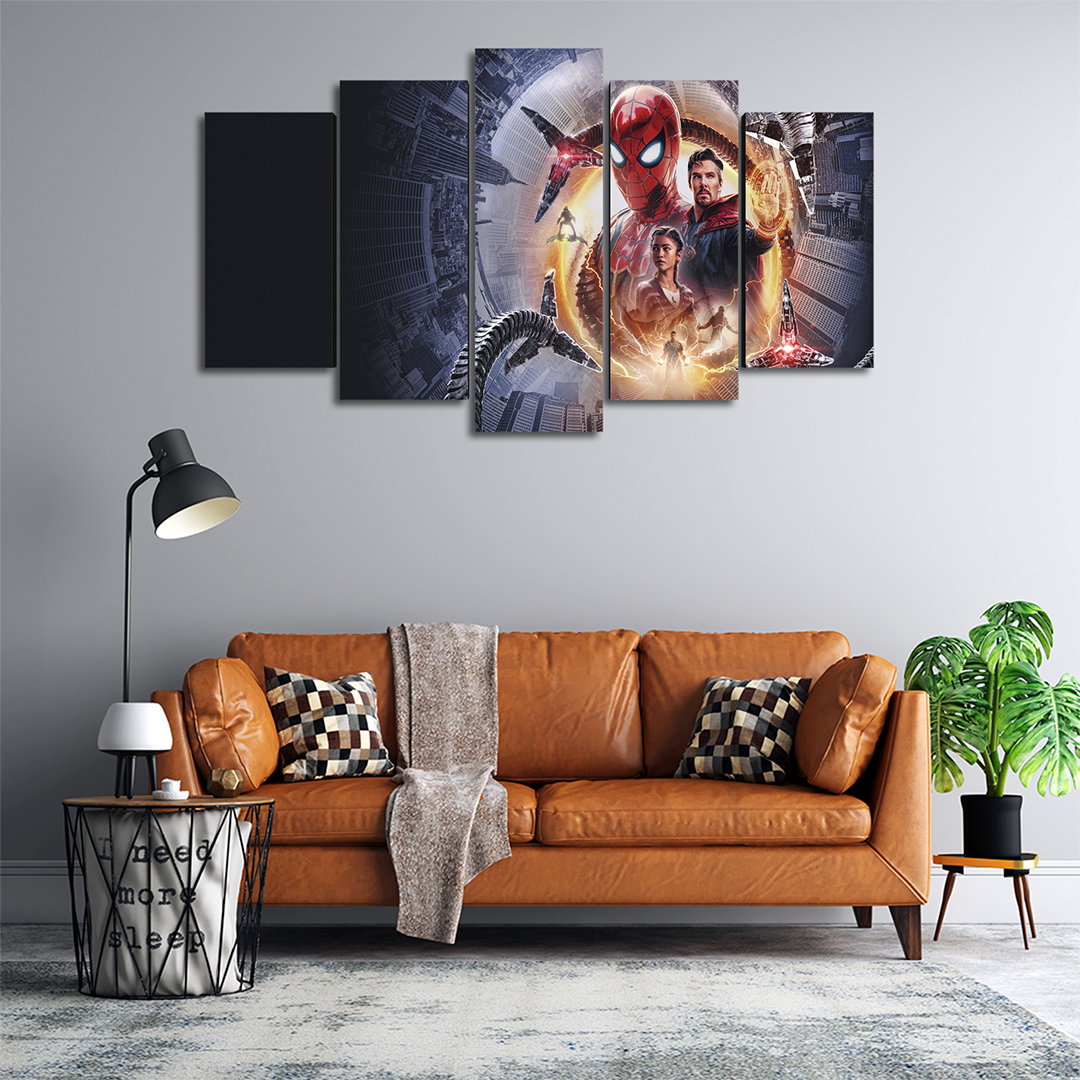 Cuadro Decorativo Spiderman NWH Personajes Fondo Negro Marvel 100x60cm 5pzs Cuadros MX