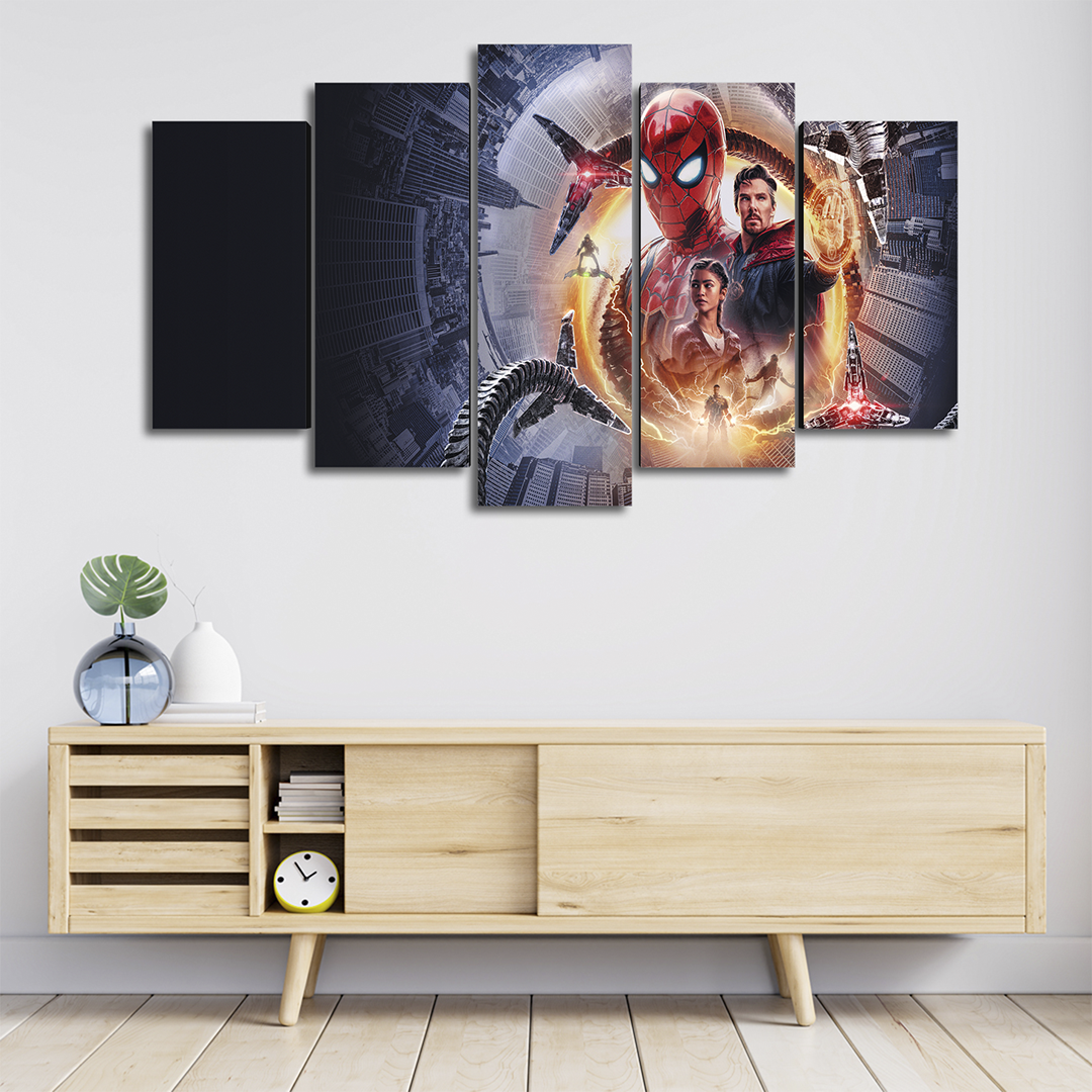 Cuadro Decorativo Spiderman NWH Personajes Fondo Negro Marvel 100x60cm 5pzs Cuadros MX