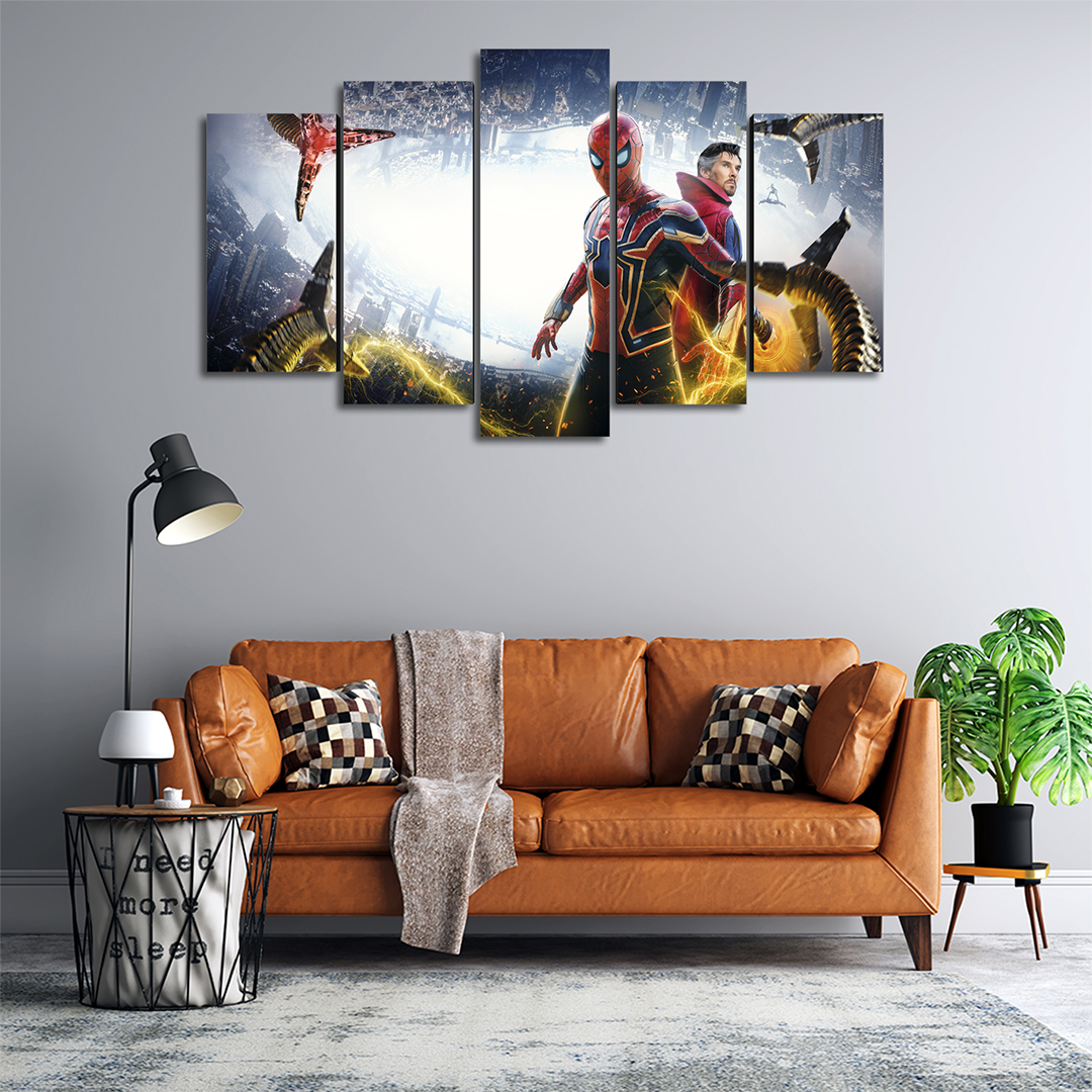 Cuadro Decorativo Spiderman NWH Iron Spider Doctor Strange Villanos Marvel 100x60cm 5pzs Cuadros MX