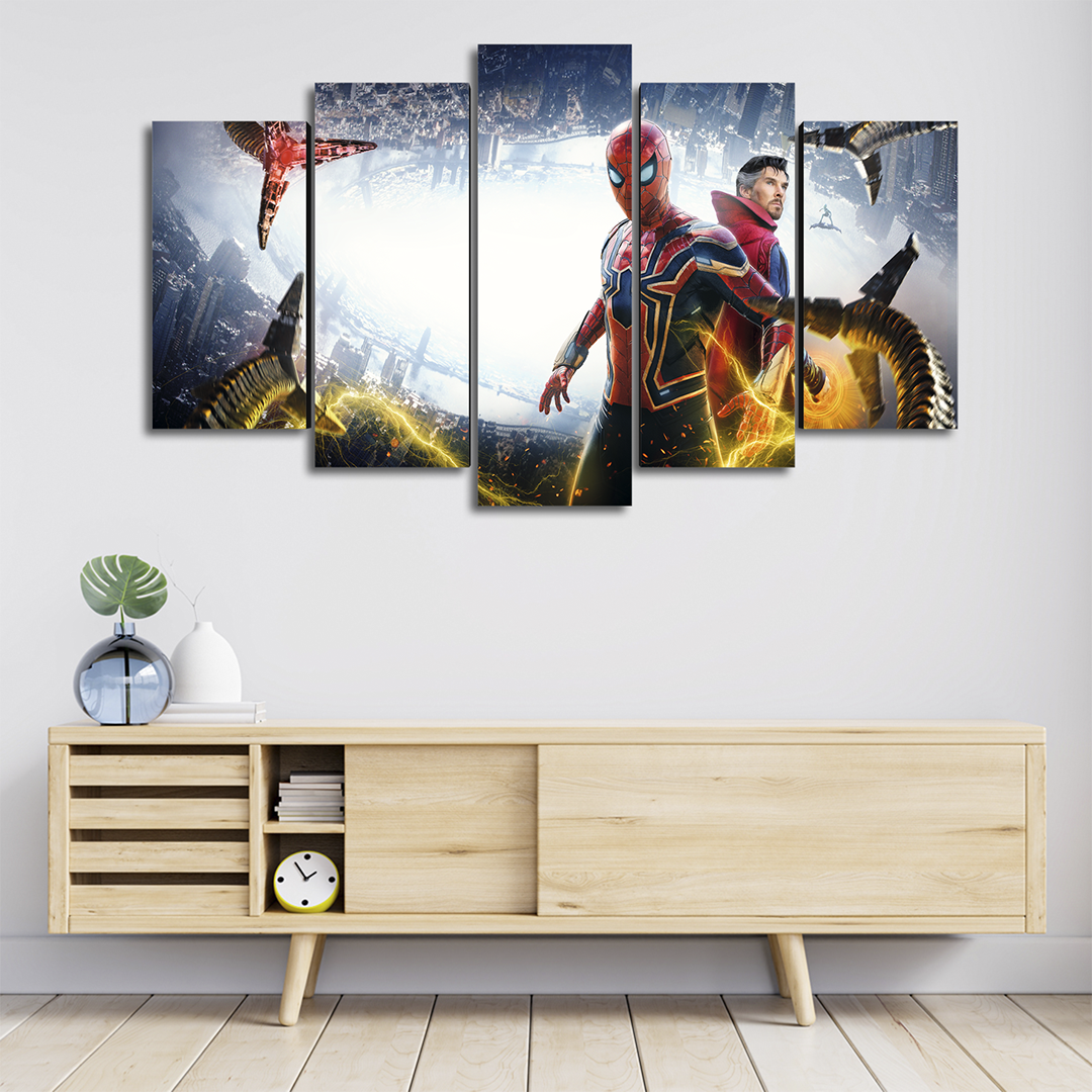 Cuadro Decorativo Spiderman NWH Iron Spider Doctor Strange Villanos Marvel 100x60cm 5pzs Cuadros MX