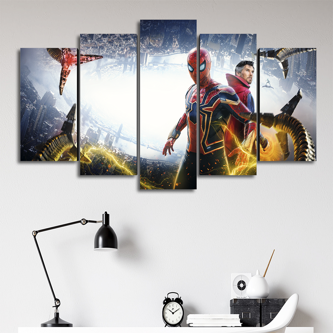 Cuadro Decorativo Spiderman NWH Iron Spider Doctor Strange Villanos Marvel 100x60cm 5pzs Cuadros MX