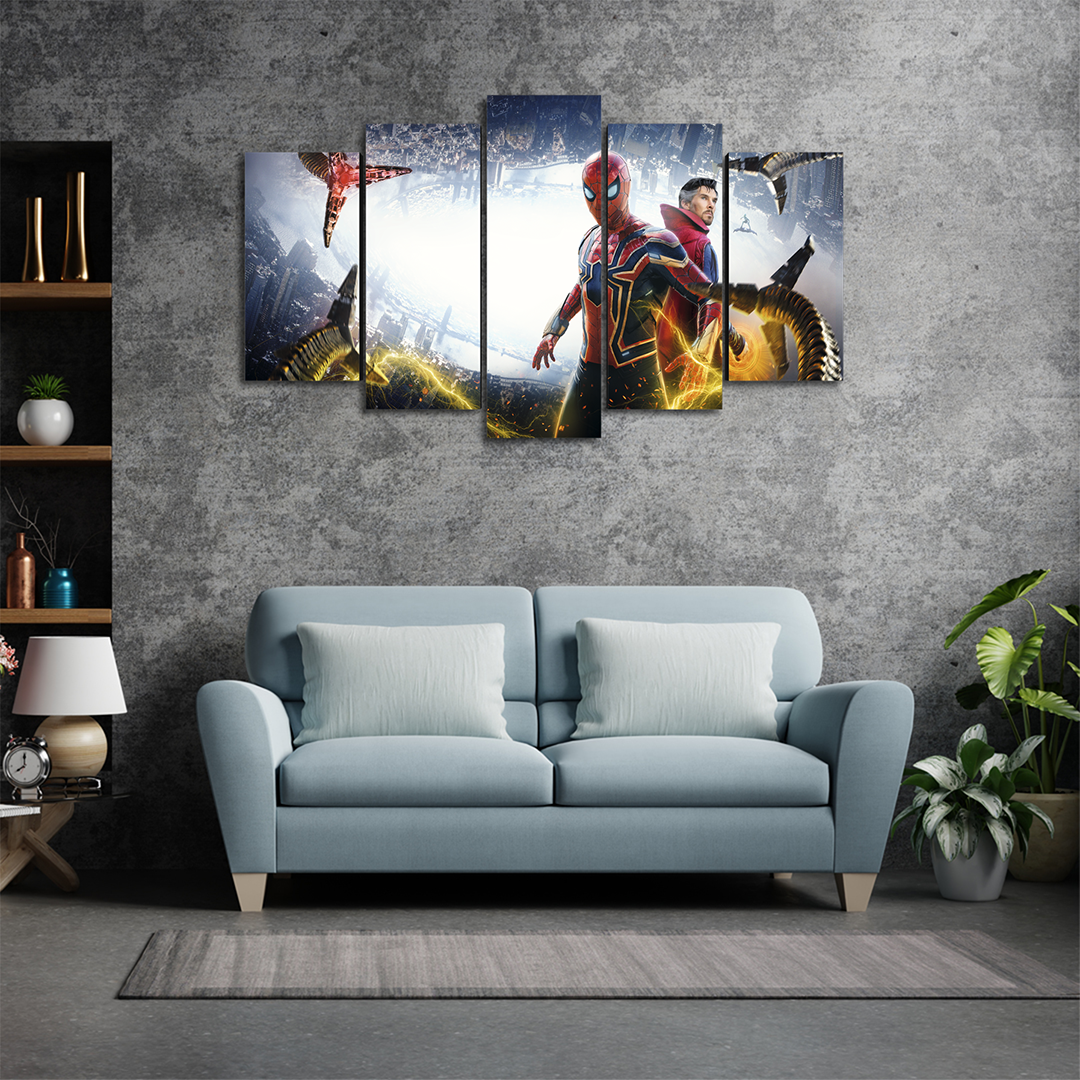 Cuadro Decorativo Spiderman NWH Iron Spider Doctor Strange Villanos Marvel 100x60cm 5pzs Cuadros MX