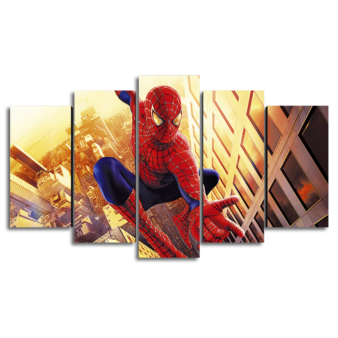Cuadro Decorativo Spiderman Balanceándose Marvel 100x60cm 5pzs Cuadros MX