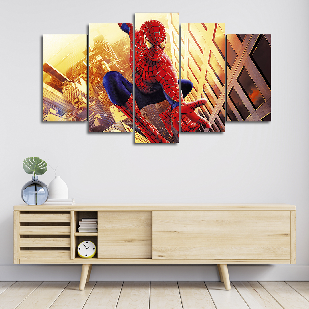 Cuadro Decorativo Spiderman Balanceándose Marvel 100x60cm 5pzs Cuadros MX
