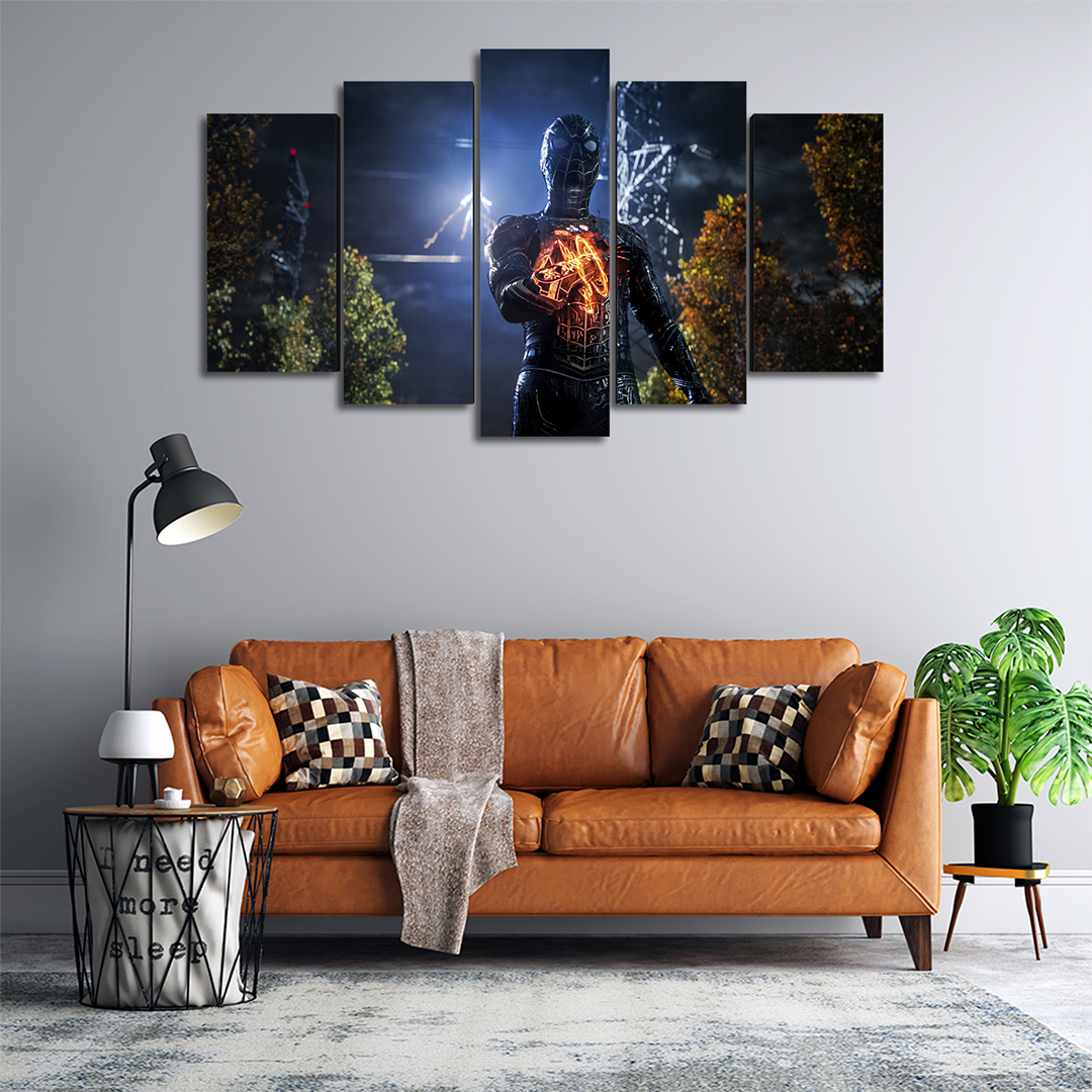 Cuadro Decorativo Spiderman NWH Traje Negro Electro Marvel 100x60cm 5pzs Cuadros MX