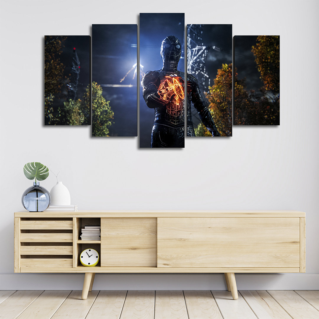 Cuadro Decorativo Spiderman NWH Traje Negro Electro Marvel 100x60cm 5pzs Cuadros MX