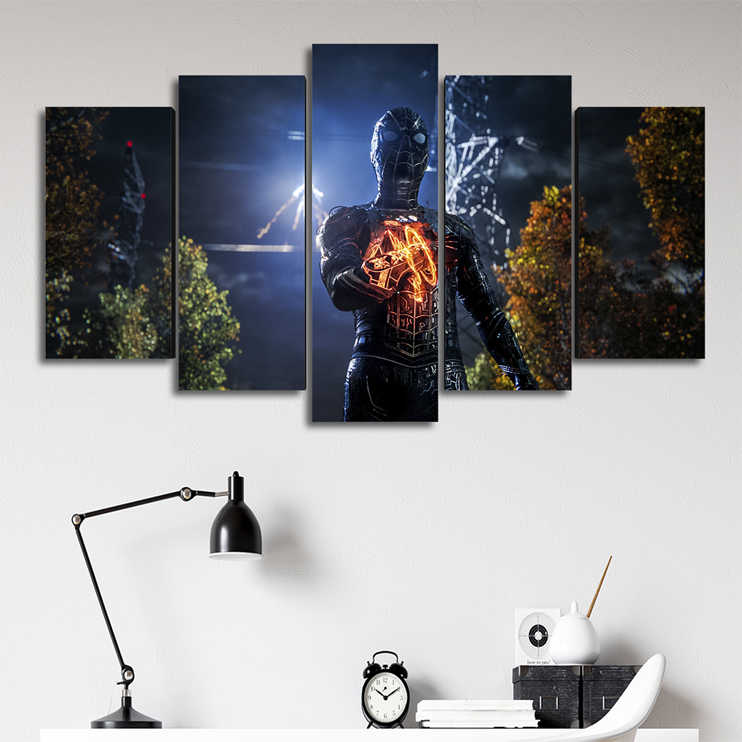 Cuadro Decorativo Spiderman NWH Traje Negro Electro Marvel 100x60cm 5pzs Cuadros MX