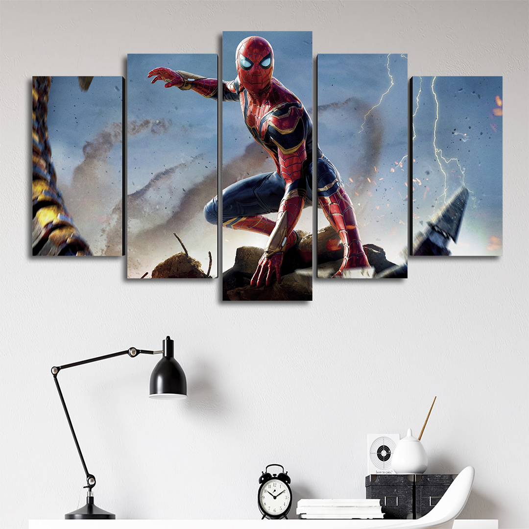 Cuadro Decorativo Spiderman NWH Iron Spider Marvel 100x60cm 5pzs Cuadros MX