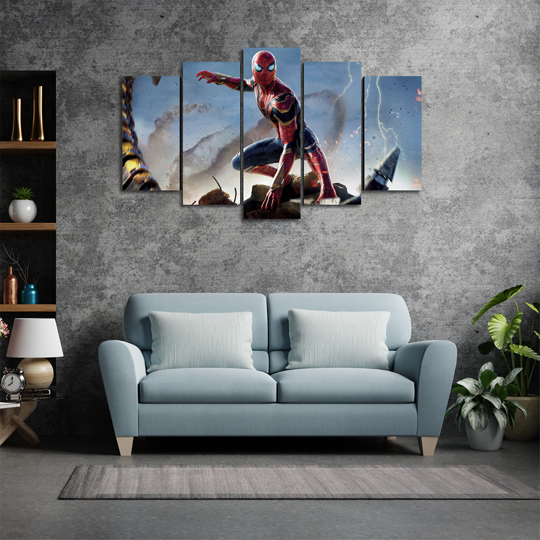 Cuadro Decorativo Spiderman NWH Iron Spider Marvel 100x60cm 5pzs Cuadros MX