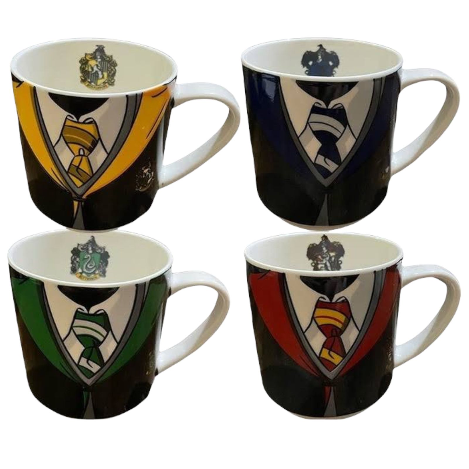 Set Harry Potter 4 Tarros Apilables 4 casas de Hogwarts Uniforme 330 ml Tazas Ceramica Gryffindor, Slytherin, Ravenclaw, Hufflepuff