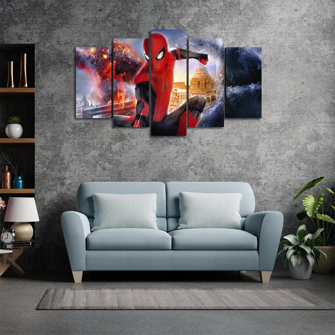 Cuadro Decorativo Spiderman Far From Home Marvel 100x60cm 5pzs Cuadros MX