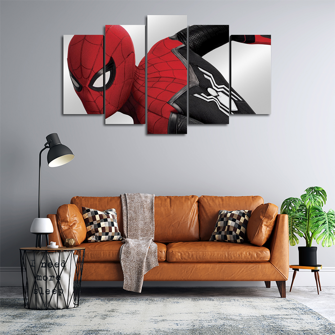 Cuadro Decorativo Spiderman Traje Negro/Rojo Marvel 100x60cm 5pzs Cuadros MX