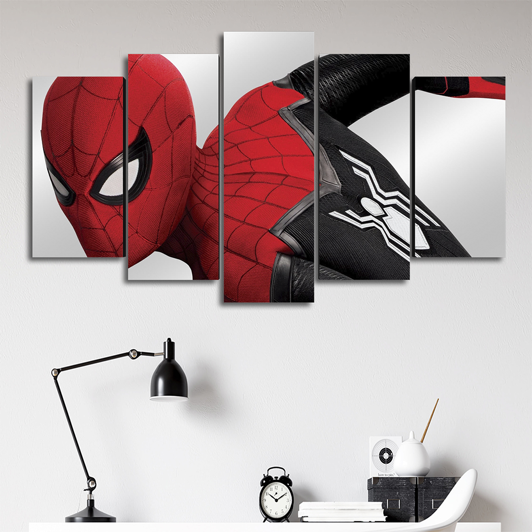 Cuadro Decorativo Spiderman Traje Negro/Rojo Marvel 100x60cm 5pzs Cuadros MX