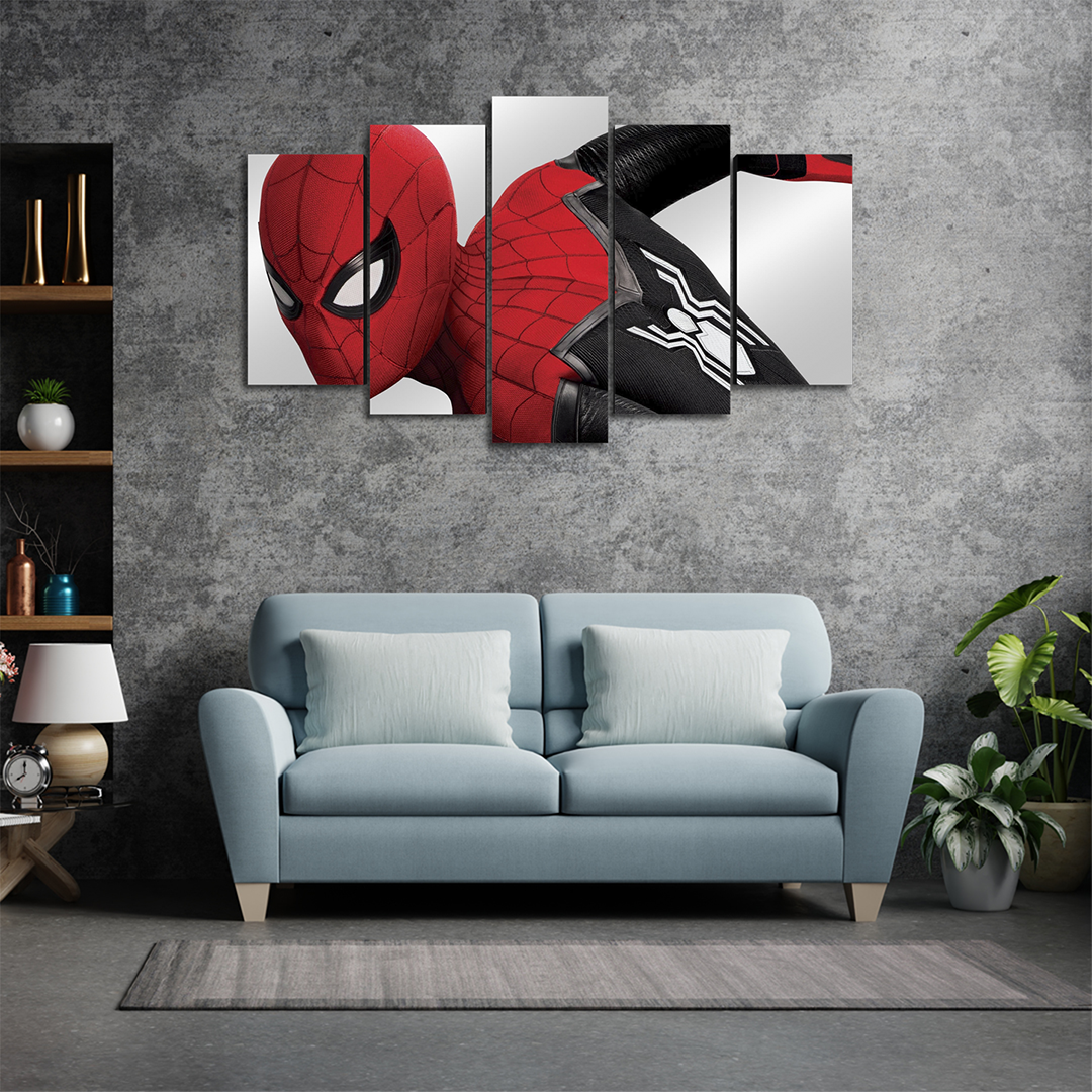 Cuadro Decorativo Spiderman Traje Negro/Rojo Marvel 100x60cm 5pzs Cuadros MX