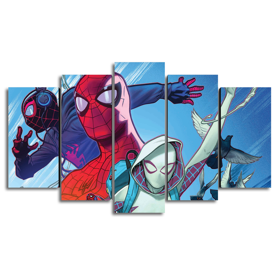 Cuadro Decorativo Spiderman Un Nuevo Universo Personajes Marvel 100x60cm 5pzs Cuadros MX