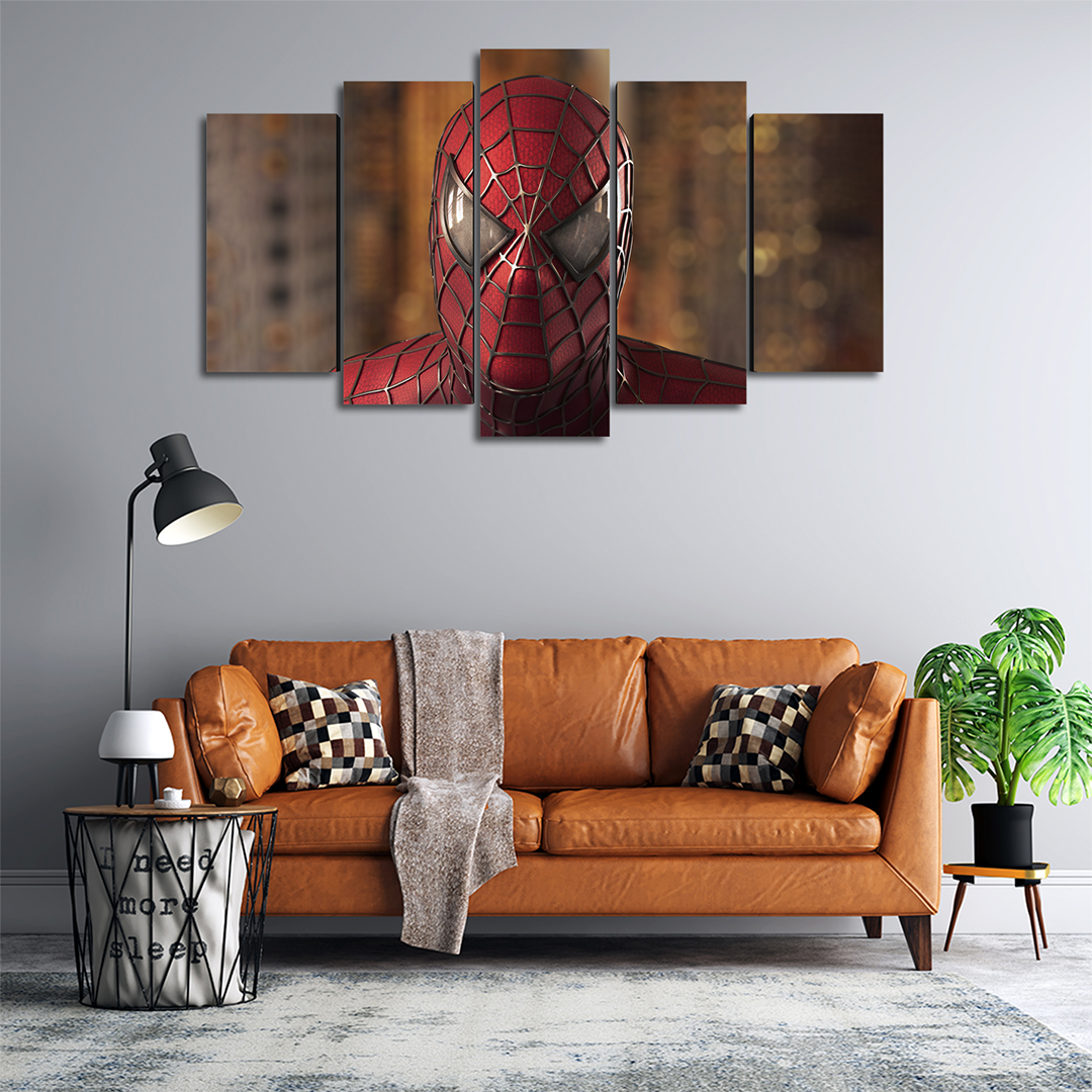 Cuadro Decorativo Spiderman Tobey Maguire Mascara Marvel 100x60cm 5pzs Cuadros MX