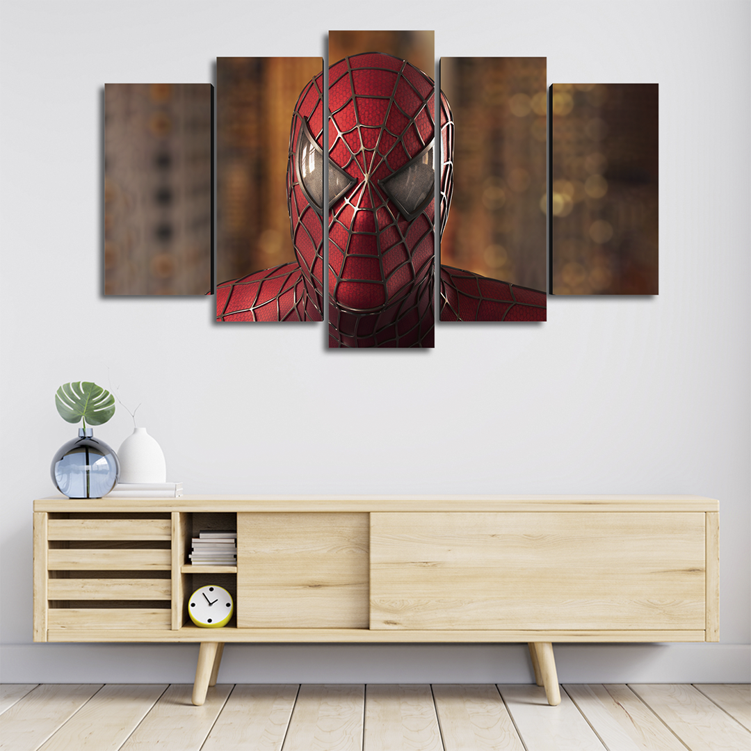 Cuadro Decorativo Spiderman Tobey Maguire Mascara Marvel 100x60cm 5pzs Cuadros MX